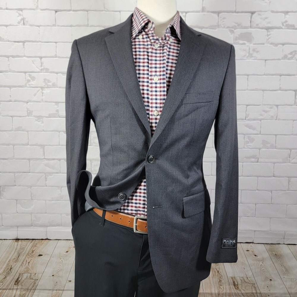 JOS A BANK Executive‎ Men's Sport Coat Blazer Two Button CH Gray Wool Size 38R